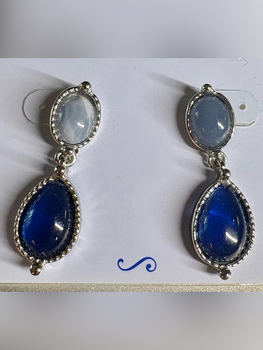 Post earrings: lavendar and blue glass.